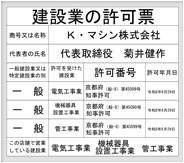 建設業の許可証